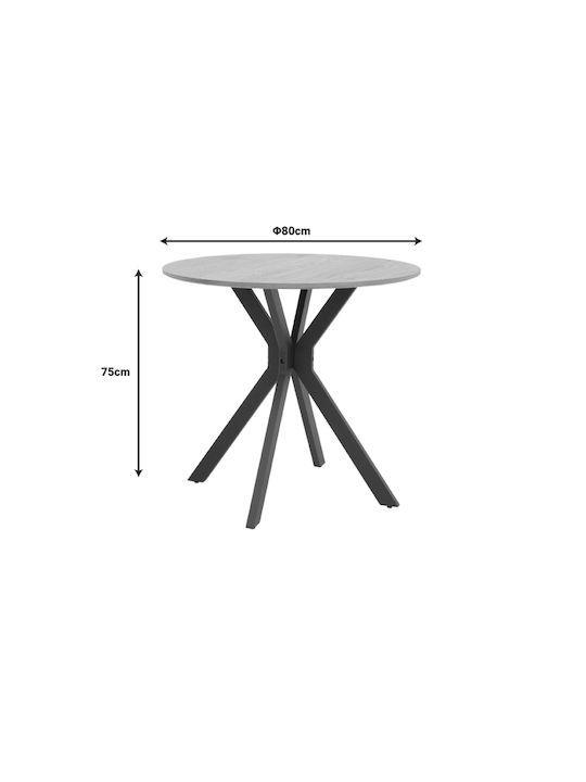 Xuson Round Table Dining Room Wooden with Metal Frame Natural, Black 80x80x75cm