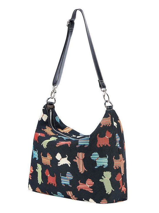 Signare Playful Puppy Women's Bag Shoulder Black