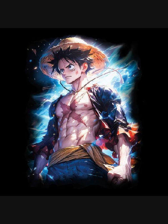 Erwachsenen Sweatshirt Großer Druck Takeposition Anime One Piece Monkey D. Luffy Schwarz 336-1412