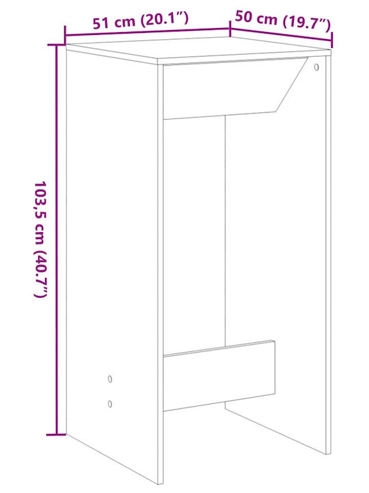 Τραπέζι Μπαρ Ξύλινο Γκρι 51x50x103.5εκ.