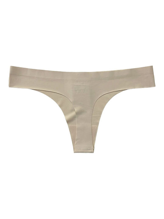 Women's Seamless String Briefs 9487 Beige