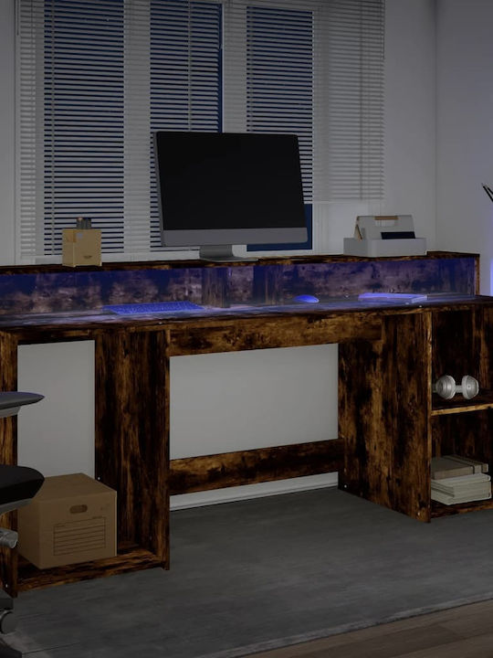 Birou Led Vidaxl Colțar Cercei Deschis 200x55x91cm Material Lemn Agregat 1 Buc Maro