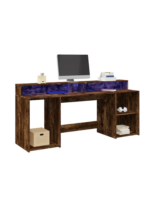 Birou Led Vidaxl Colțar Cercei Deschis 200x55x91cm Material Lemn Agregat 1 Buc Maro