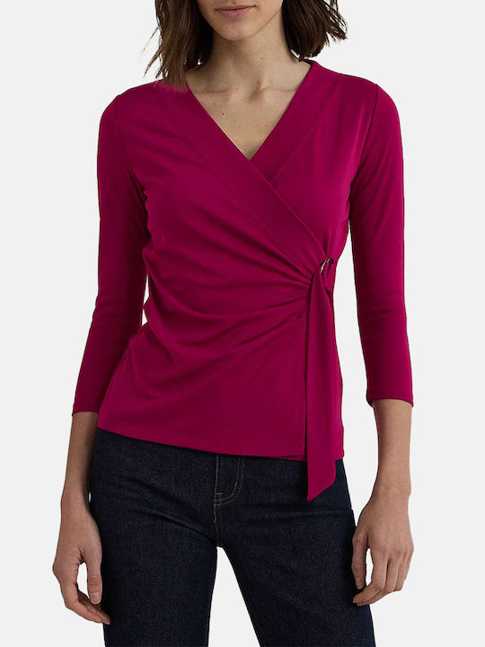 Ralph Lauren Women's Blouse with 3/4 Sleeve Fuchsia