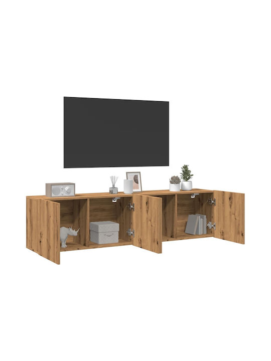 Wall-Mounted TV Cabinets 2 Pcs Artisan Oak 80 x 30 x 41 cm Brown 80 x 30 x 41 Cm