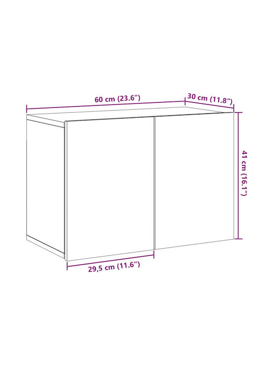 Ντουλάπι Τοίχου Τηλεόρασης Παλαιό Ξύλο 60 X 30 X 41 Εκ Καφέ 60 X 30 X 41 Cm
