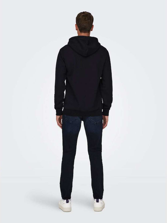 Only & Sons Men's Sweatshirt with Hood and Pockets Black