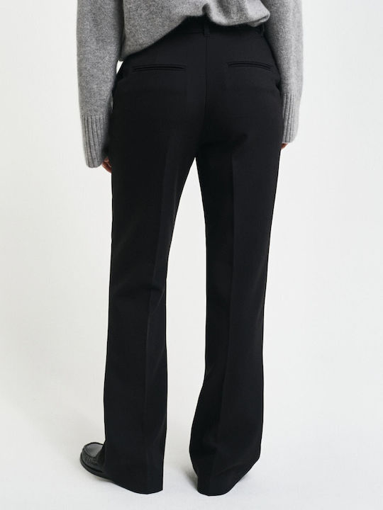 Women's Fabric Trousers Flared Slim Fit Black