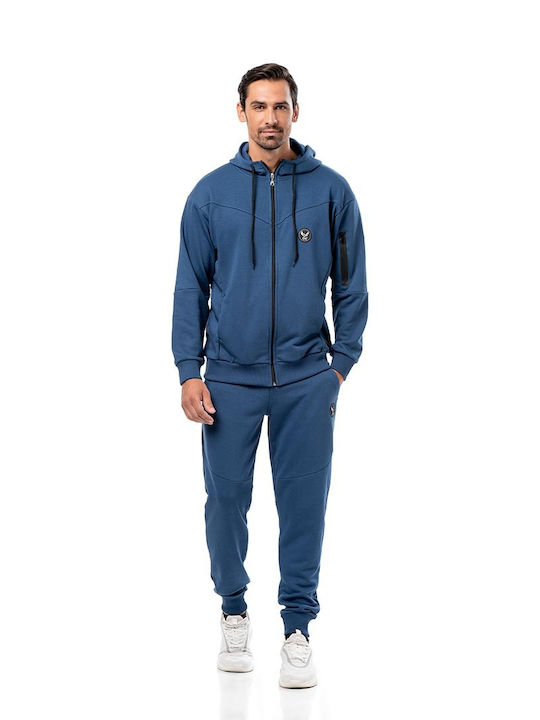 Bodymove Herren Sweatshirt Jacke mit Taschen Blau