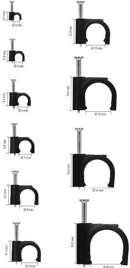 Flop Cable Holder Round Black Goobay 100x 4mm