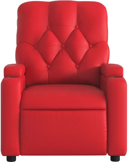 Fotoliu Relax Masaj cu Puf din Piele Ecologică Roșu 74x86.5x93.5cm