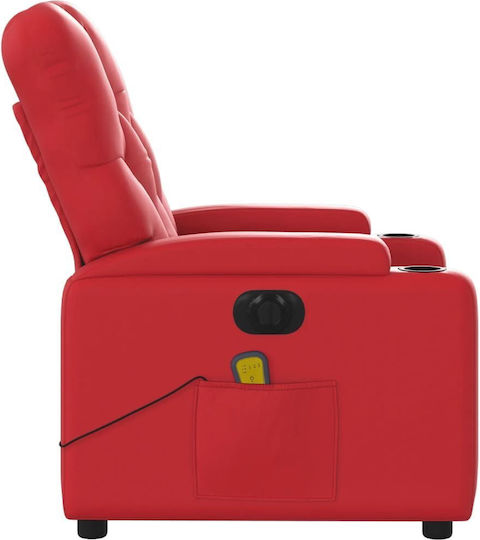 Fotoliu Relax Masaj cu Puf din Piele Ecologică Roșu 74x86.5x93.5cm