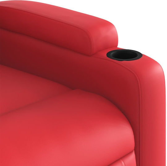Fotoliu Relax Masaj cu Puf din Piele Ecologică Roșu 74x86.5x93.5cm