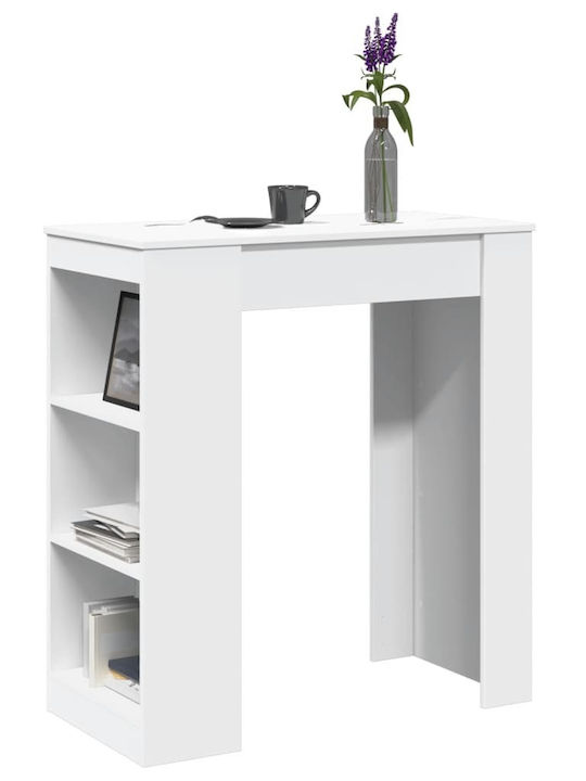 Vidaxl Τραπέζι Μπαρ Ράφια Λευκό 95x47x103,5cm Επεξεργ Ξύλο 1 Τεμ Λευκό