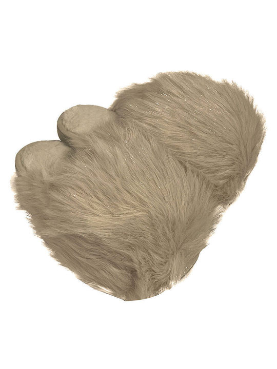 Ustyle Winter Women's Slippers with fur in Beige color