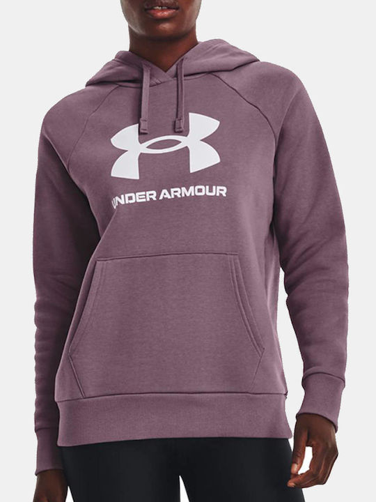 Under Armour Ua Rival Φούτερ Lilac με Κουκούλα