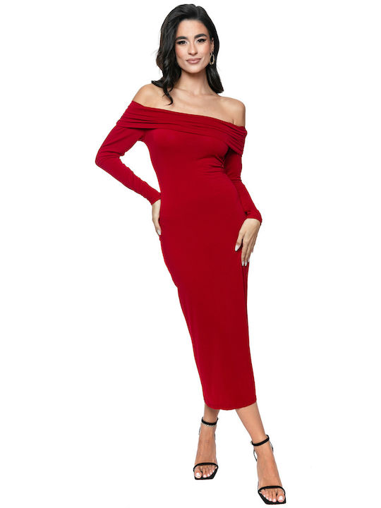 RichgirlBoudoir Midi Evening Dress Off-shoulder