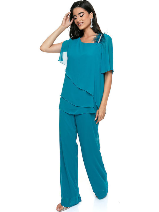 Damen Petrol Blue Set mit Hose
