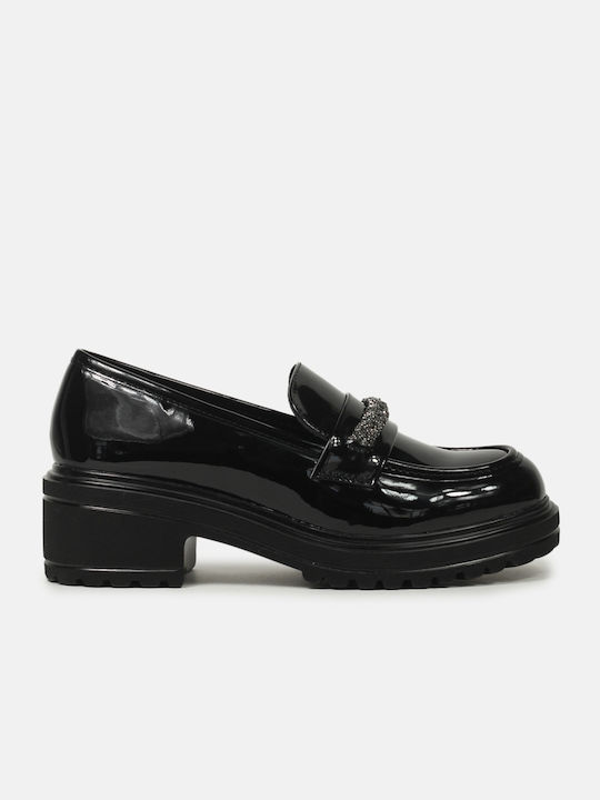 InShoes Patent Leather Women's Loafers in Black Color