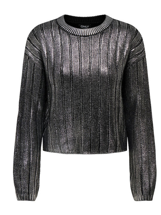 Only Women's Long Sleeve Sweater Silver-black