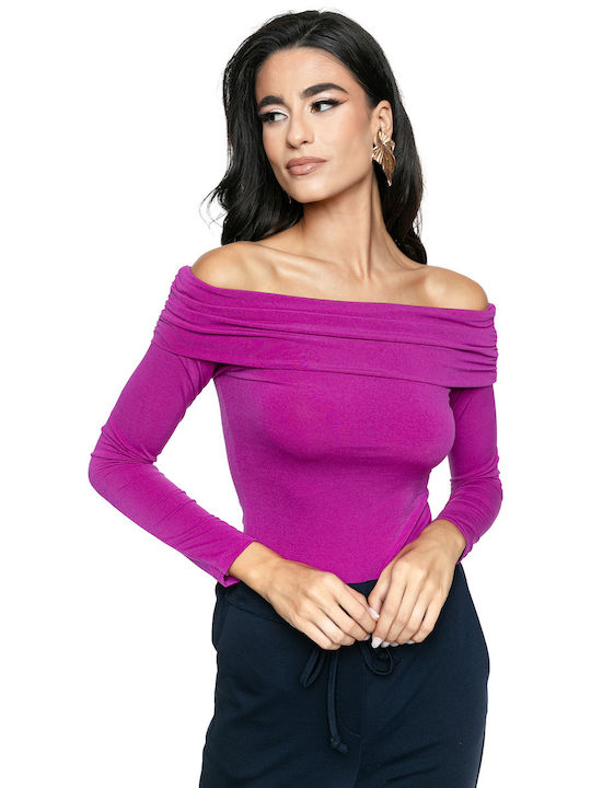 RichgirlBoudoir Damen Bluse Schulterfrei Langärmelig Off-shoulder