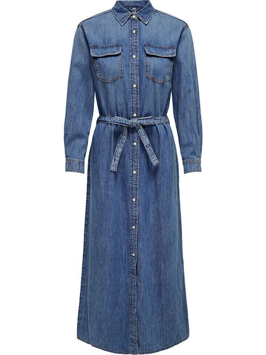 Trudy Maxi Σεμιζιέ Φόρεμα Τζιν Light Blue