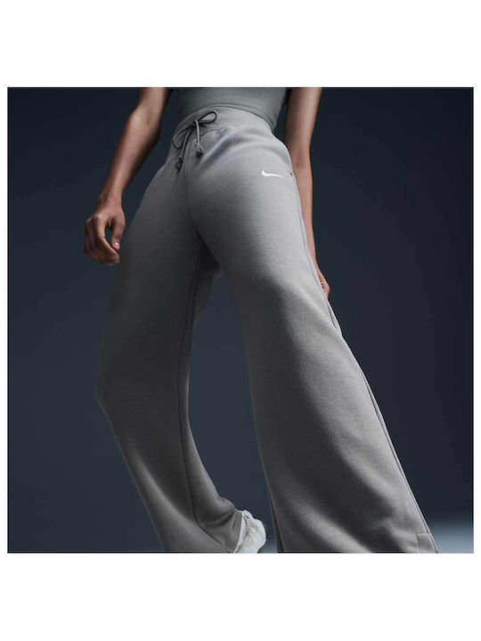 Nike Sportswear Women's High Waist Wide Sweatpants Gray Fleece