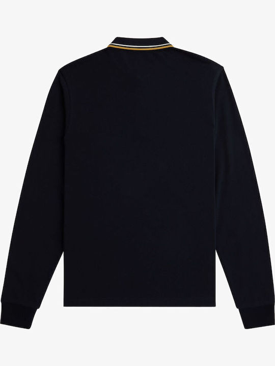 Polo Langarm Herrenbluse Blau