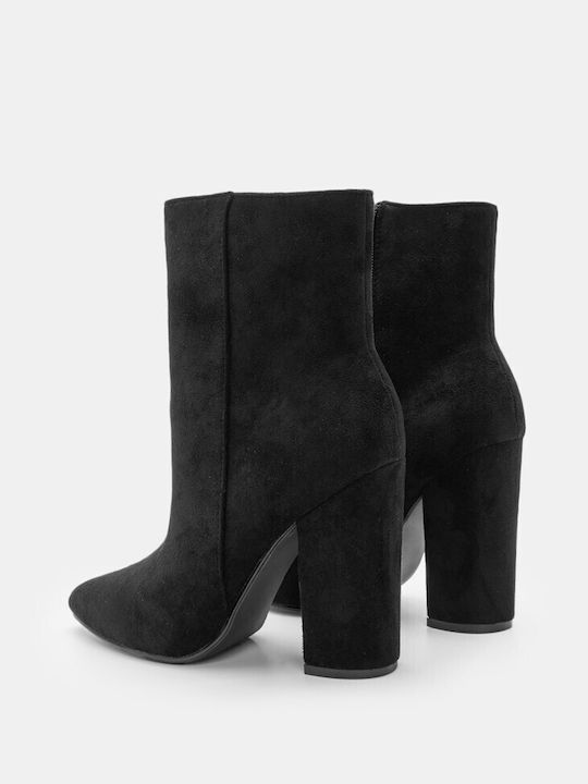 Luigi Suede Women's Ankle Boots with High Heel Black