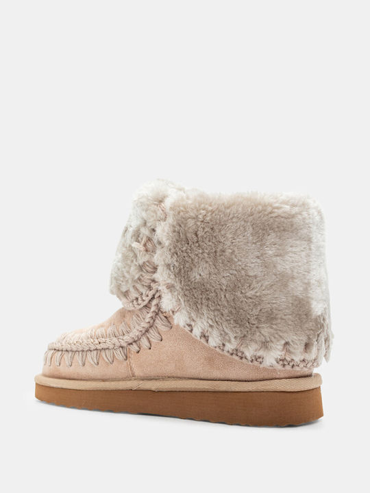 Luigi Women's Ankle Boots with Fur Beige