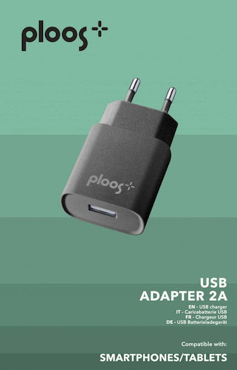 Cellular Line Charger Without Cable with USB-A Port Blacks (Ploos)