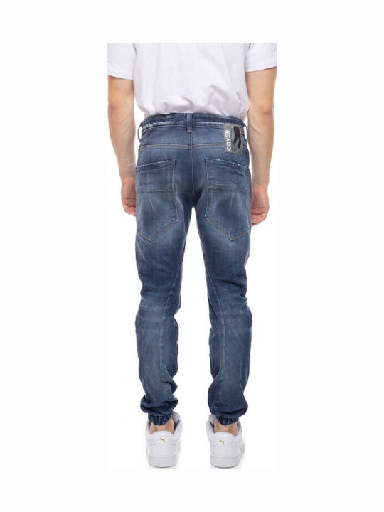Herren Jeanshose Elastische mit Lose Verjüngte Anwendung Denim Blau