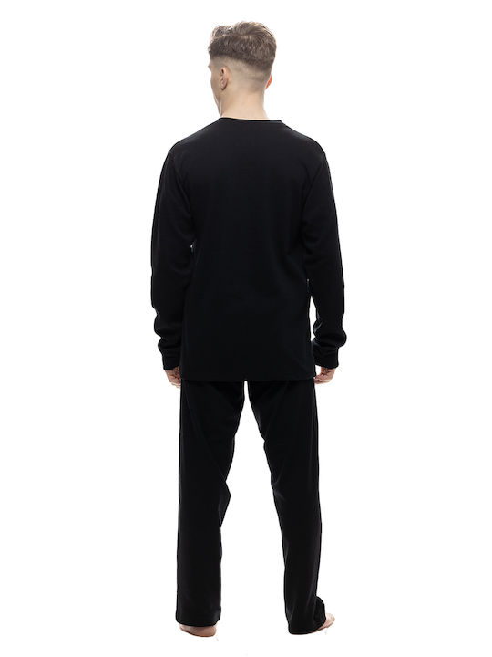 Galaxy Men's Winter Cotton Pajamas Set Black