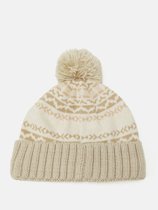 Beanie Unisex Beanie with Rib Knit in Ecru color