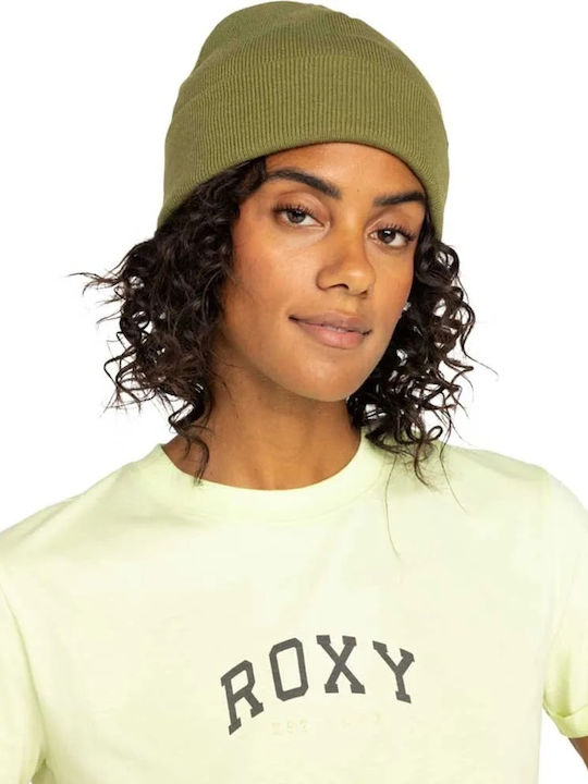 Roxy Snow Beanie Beanie Knitted in Khaki color