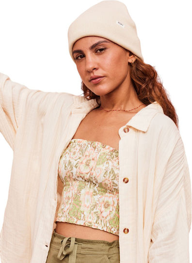 Beanie Frauen Beanie mit Rippstrick in Ecru Farbe