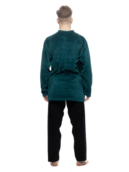 Galaxy Men's Winter Velvet Pajamas Set Emerald