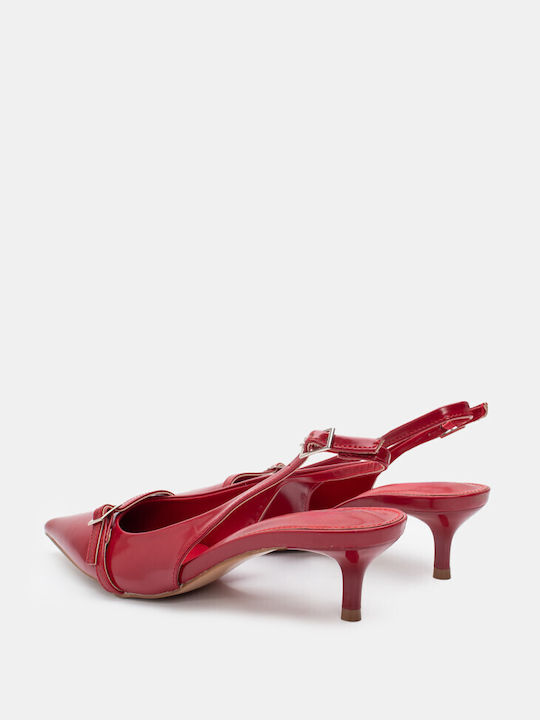 Luigi Synthetic Leather Pointed Toe Burgundy Medium Heels