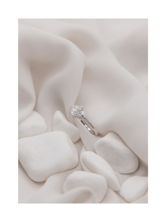 Themelidis Jewels Μονόπετρο από Λευκόχρυσο 18Κ με Διαμάντι