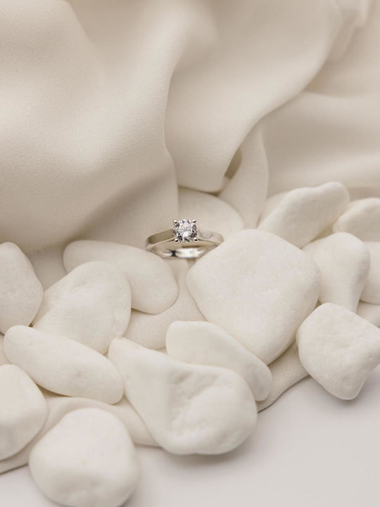 Themelidis Jewels Einzelstein aus Weißgold 18K mit Diamant