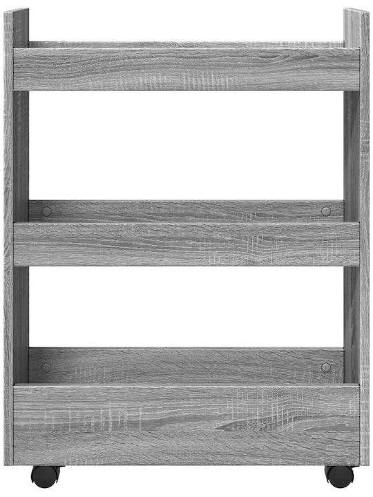 vidaXL vidaXL Lebensmittelregal Hölzernes 3 Ebenen Grau 60x22x80cm