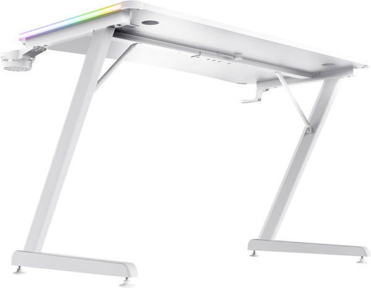 Геймърско Бюро GXT 709W Luminus Дървено Бяло С LED И USB Портове 120x60x74см