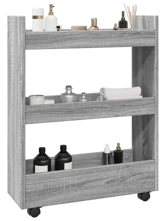vidaXL vidaXL Lebensmittelregal Hölzernes 3 Ebenen Grau 60x22x80cm