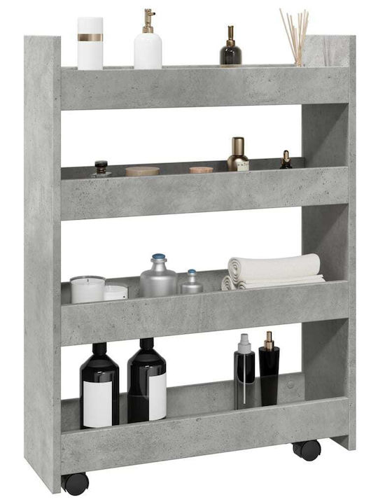 vidaXL Wooden Kitchen Trolley 3 Tiers Gray 60x20x82cm
