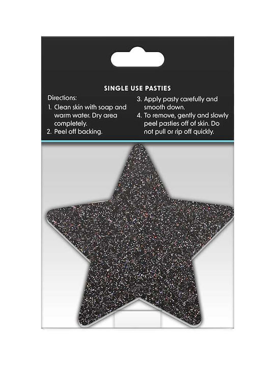 Ns Novelties Pretty Pasties Star Glitter Glow Black & Gold