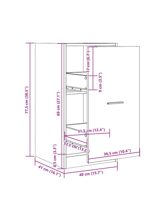 Vidaxl Universalschublade Artisan Eiche Holzwerkstoff 40x41x77,5cm 1 Stück Braun