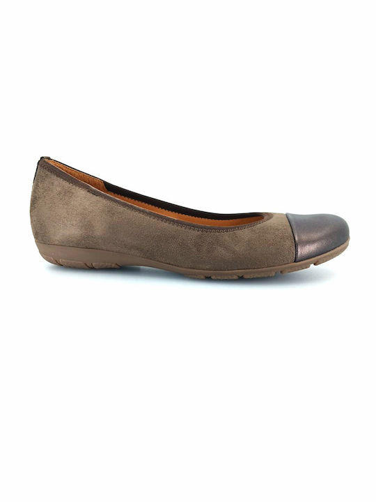 Gabor Anatomic Leather Ballerinas Gold