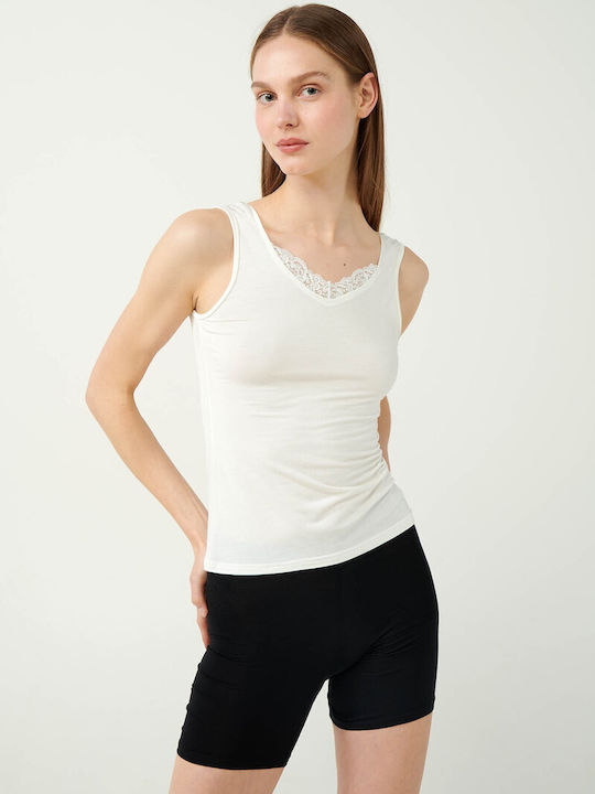 Vamp Women's T-Shirt with Spaghetti Strap Cream