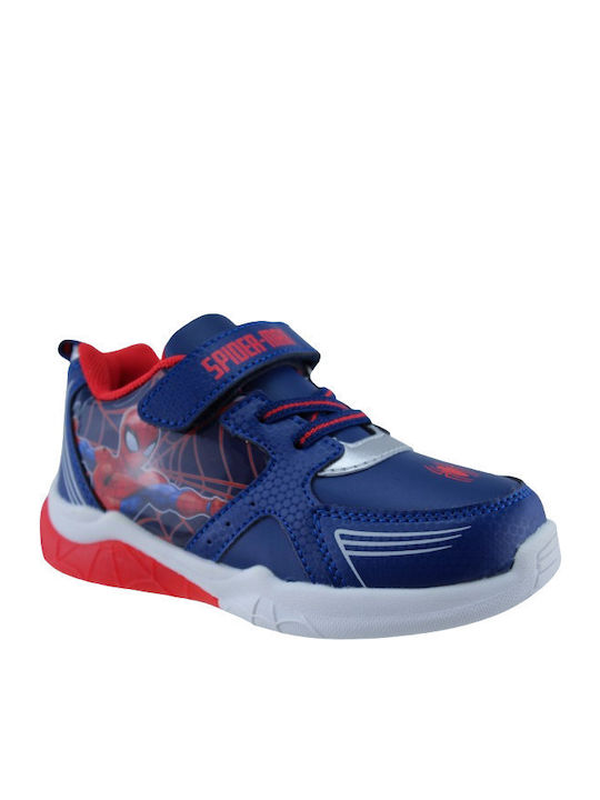Marvel Spiderman Παιδικά Sneakers με Σκρατς & Φωτάκια Μπλε