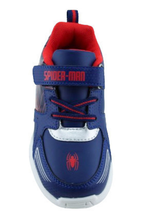 Marvel Spiderman Παιδικά Sneakers με Σκρατς & Φωτάκια Μπλε